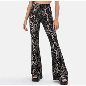 Adika Bell Bottom Pants Womens Size Small Y2K Snake Print Stretchy Flared Leg